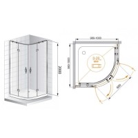 Душевой уголок Cezares Bergamo-W-R-2-100-ARCO-C-Cr-IV, 100 x 100 см, стекло прозрачное, профиль хром