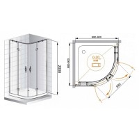 Душевой уголок Cezares Bergamo-W-R-2-90-ARCO-C-Cr-IV, 90 x 90 см, стекло прозрачное, профиль хром