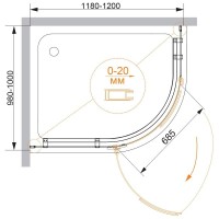 Душевой уголок Cezares BERGAMO-W-RH-1-120/100-ARCO-C-Cr-L-IV 120 х 100 см, стекло прозрачное, профиль хром