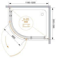 Душевой уголок Cezares BERGAMO-W-RH-1-120/100-ARCO-C-Cr-L-IV 120 х 100 см, стекло прозрачное, профиль хром