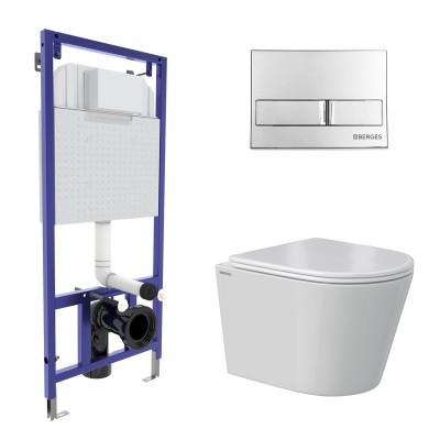 Комплект BERGES: инсталляция NOVUM кнопка L3 хром гл...