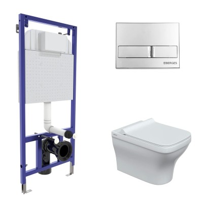 Комплект BERGES: инсталляция NOVUM кнопка L3 хром гл...