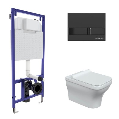 Комплект BERGES: инсталляция NOVUM кнопка L6 черный ...