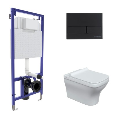 Комплект BERGES: инсталляция NOVUM кнопка L5 черная ...