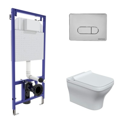 Комплект BERGES: инсталляция NOVUM кнопка D3 хром гл...