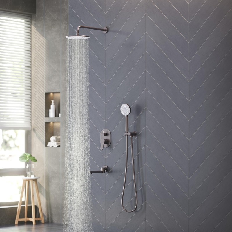 Душевой комплект BERGES NARDIS 3R, поворотный излив, оружейная сталь