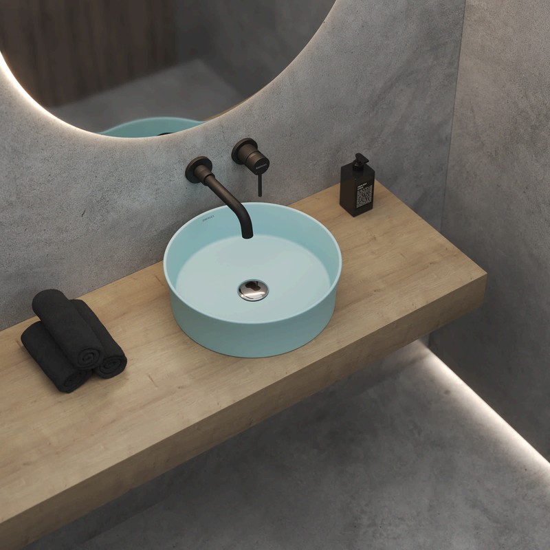 Раковина BERGES Ego SL накладная, Ø 38 см, матовый антрацит