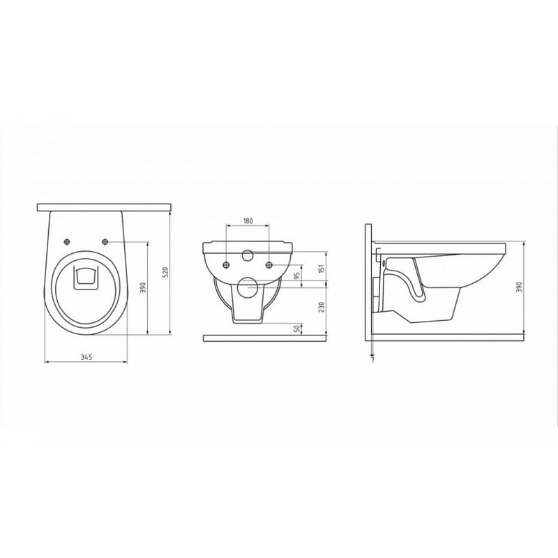 Унитаз BERGES подвесной GAMMA  52 см, сиденье дюропласт Gamma SO микролифт, быстросъем