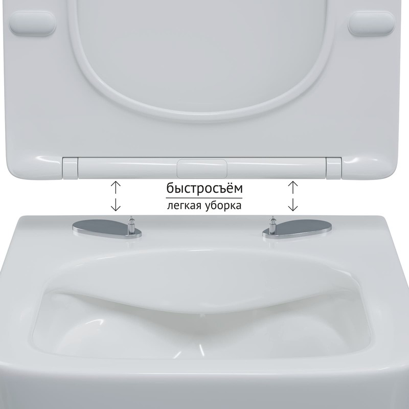 Унитаз BERGES подвесной FLOE S Rimless 51 см, сиденье дюропласт Floe S Slim SO, микролифт, быстросъём