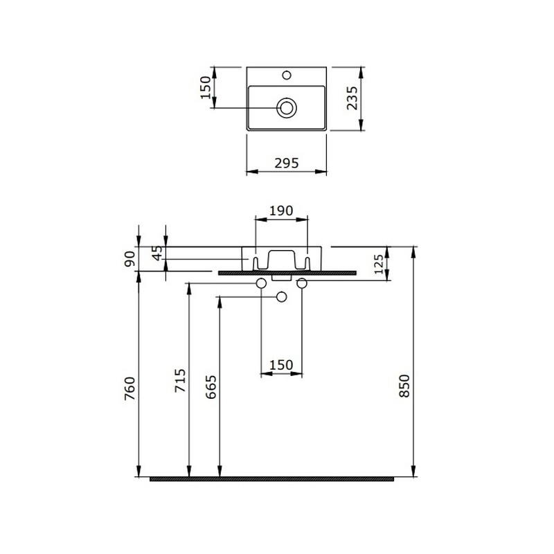 Раковина BERGES Small, 37х23 см, отверстие под смеситель слева