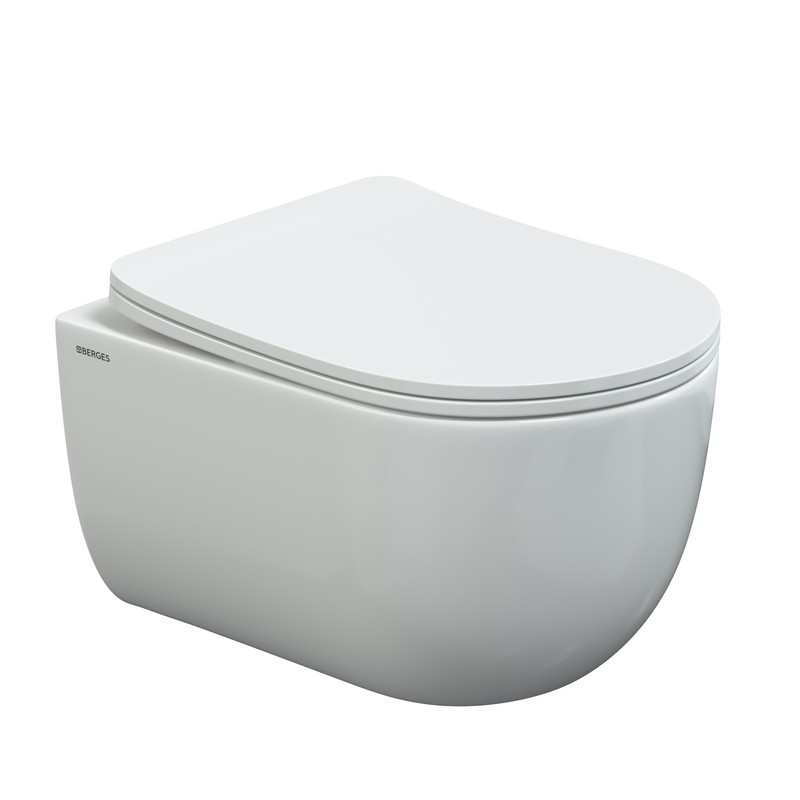 Комплект BERGES: инсталляция NOVUM кнопка F5 Soft Touch черная, унитаз VENTAS Rimless 49 см, сидение дюропласт Ventas Slim SO, микролифт, быстросъём