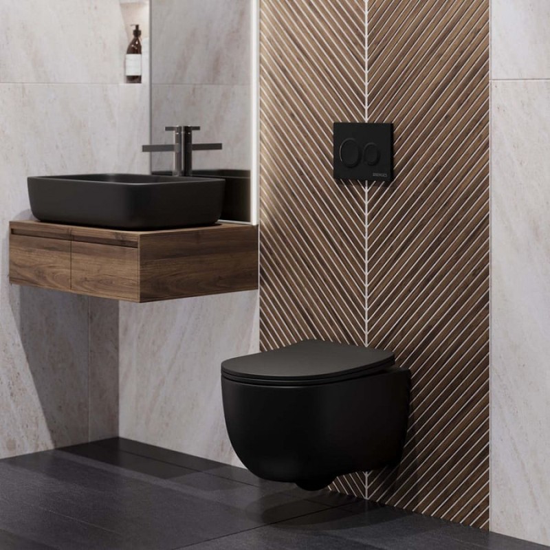 Инсталляция BERGES для скрытого монтажа унитаза NOVUM кнопка O5 Soft Touch черная