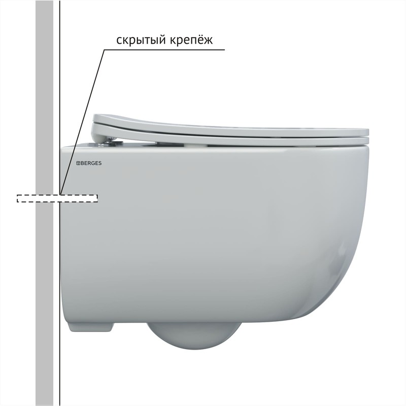 Комплект BERGES: инсталляция NOVUM кнопка F5 Soft Touch черная, унитаз VENTAS Rimless 49 см, сидение дюропласт Ventas Slim SO, микролифт, быстросъём