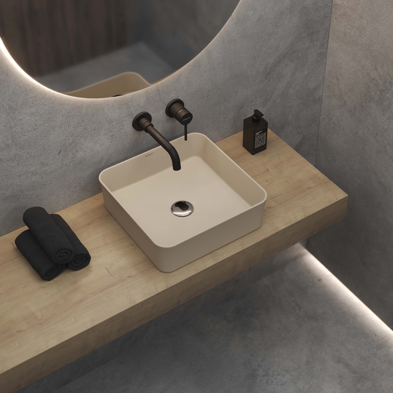 Раковина BERGES Mascon накладная, Ø 45 см, матовый жасмин, без отверстия под смеситель