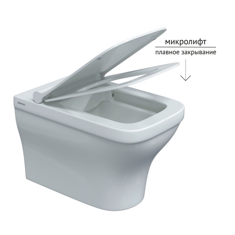 Комплект BERGES: инсталляция NOVUM кнопка L5 черная Soft Touch, унитаз Strati Rimless, сиденье дюропласт Strati Slim SO