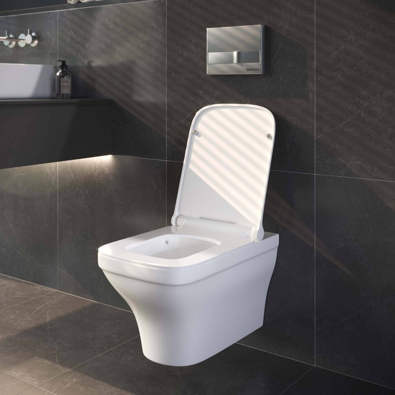 Унитаз BERGES подвесной STRATI 53,5 см , сиденье дюропласт Strati SO, микролифт, быстросъем