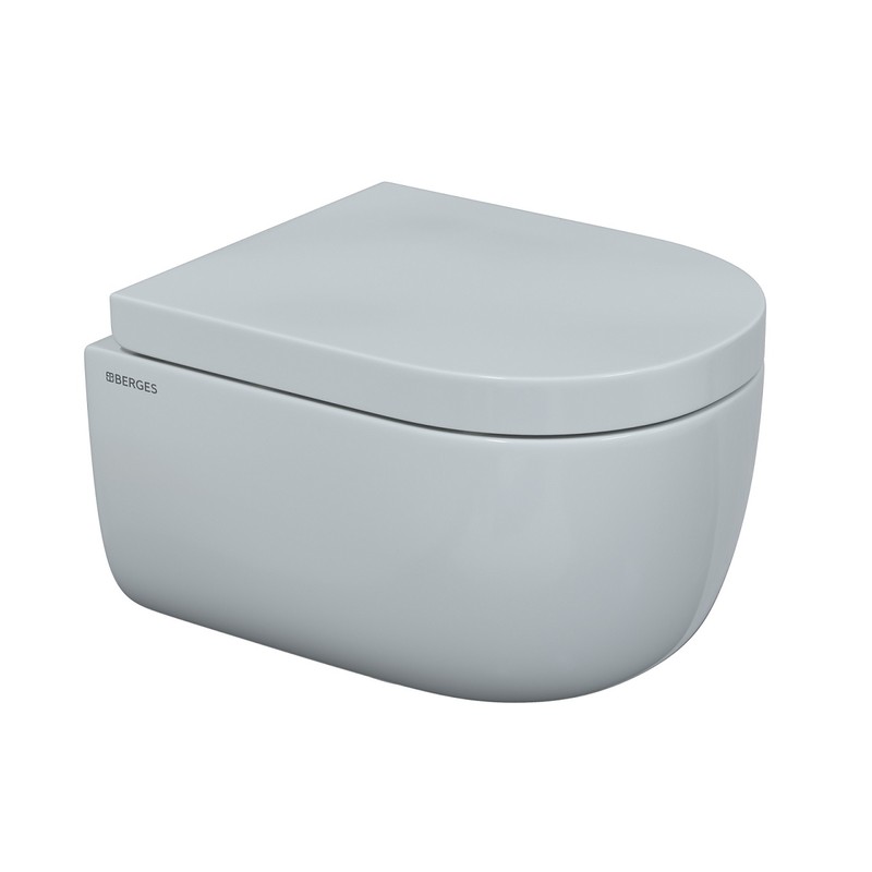 Комплект BERGES для монтажа  подвесного унитаза: инсталляция NOVUM525, кнопка L3 хром глянец, унитаз EGO Rimless 49см, сиденье дюропласт Toma SO, микролифт, быстросъем
