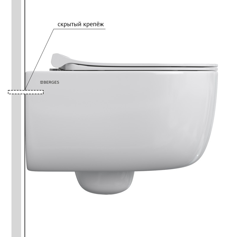 Комплект BERGES: инсталляция NOVUM кнопка белая L1, унитаз Ego Rimless , сиденье дюропласт Okus Slim SO