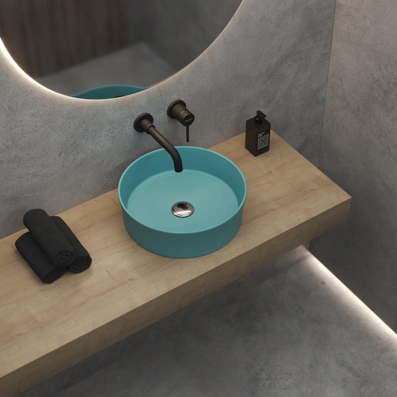 Раковина BERGES Ego SL накладная, Ø 38 см, матовый серый