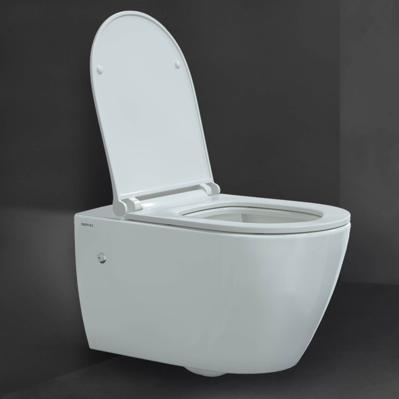 Унитаз BERGES подвесной MASCON  Rimless 57 см, сиденье дюропласт Toma Slim SO, микролифт, быстросъем
