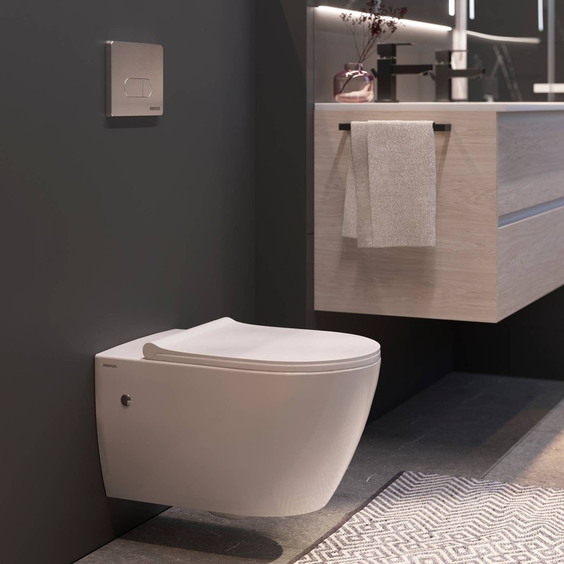 Унитаз BERGES подвесной MASCON  Rimless 57 см, сиденье дюропласт Toma Slim SO, микролифт, быстросъем