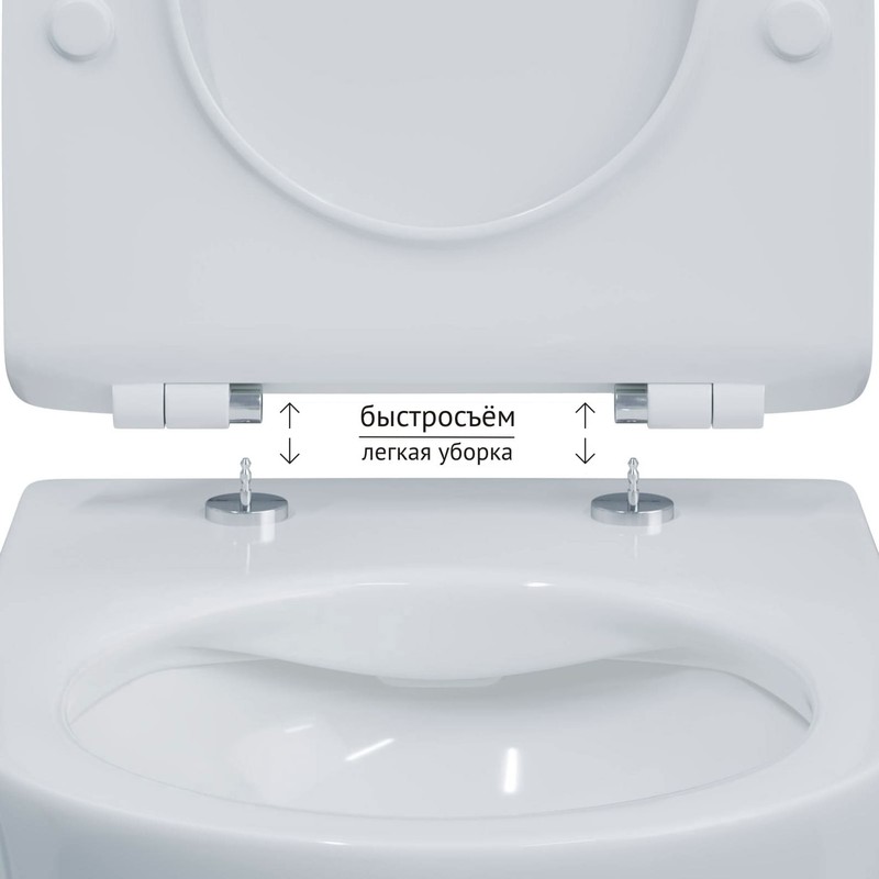 Унитаз BERGES подвесной PUMA XL Rimless 55 см, сиденье дюропласт Toma Slim SO, микролифт, быстросъем