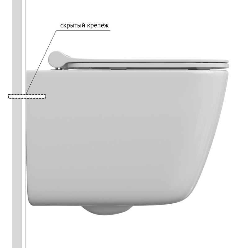 Унитаз BERGES подвесной QUATTRO S 49 см, сиденье дюропласт Quattro Strati Slim SO, микролифт, быстросъём