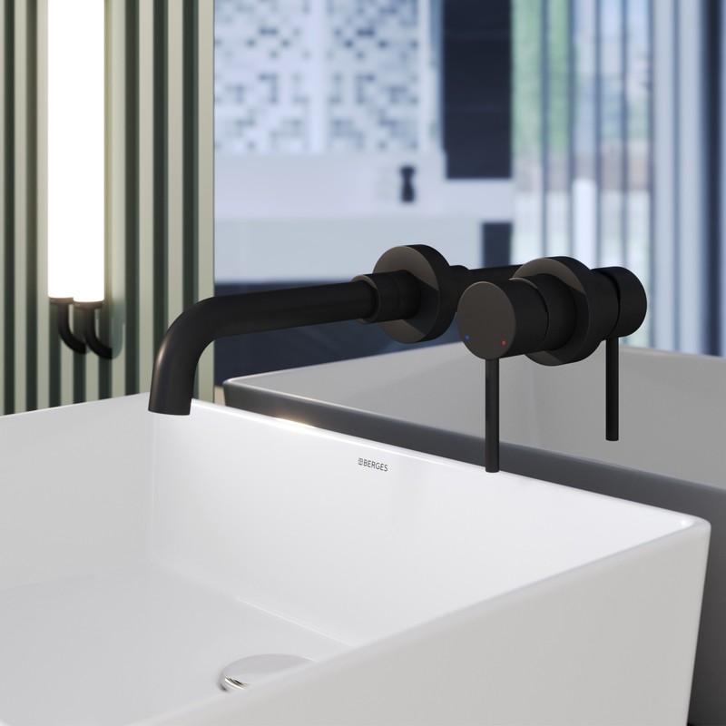 Смеситель для раковины VENTAS R скрытого монтажа, раздельный, черный матовый