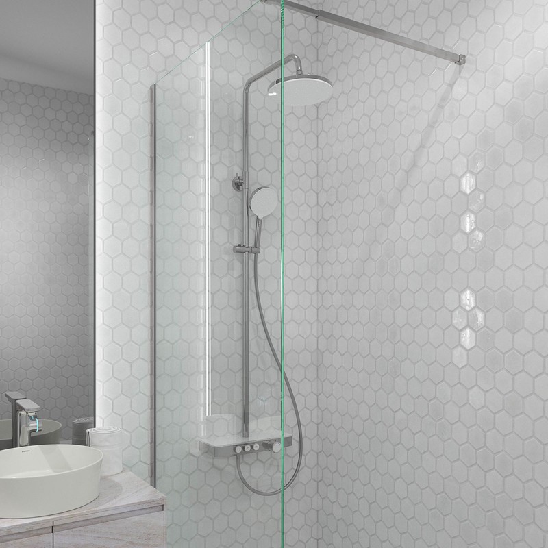 Душевая стойка BERGES MORANS с изливом и термостатом, хром