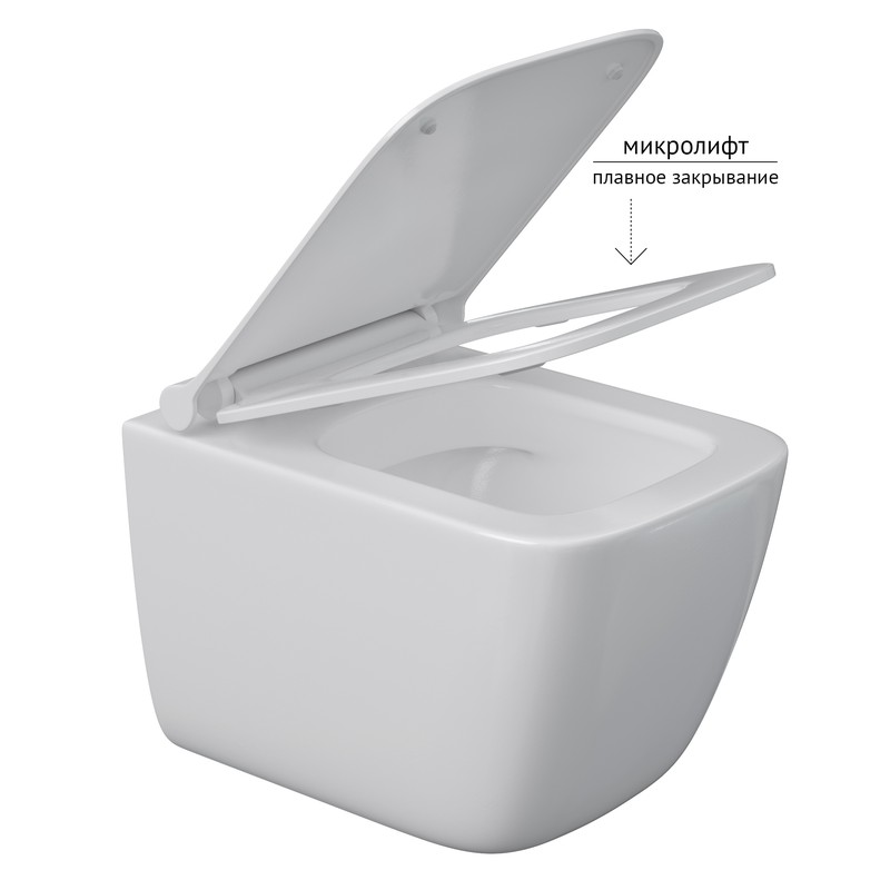 Унитаз BERGES подвесной QUATTRO S 49 см, сиденье дюропласт Quattro Strati Slim SO, микролифт, быстросъём