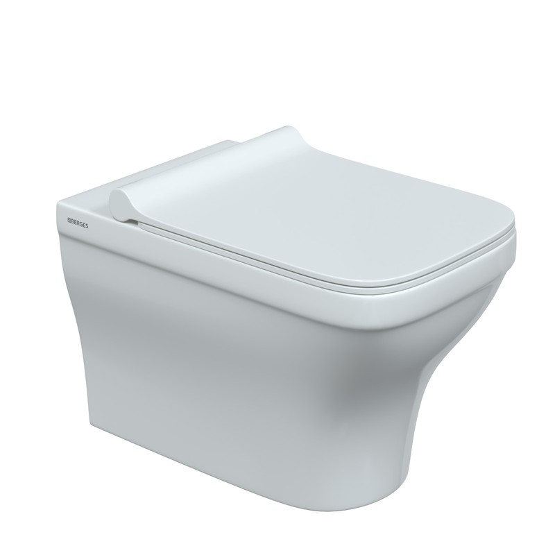 Комплект BERGES: инсталляция NOVUM кнопка L5 черная Soft Touch, унитаз Strati Rimless, сиденье дюропласт Strati Slim SO