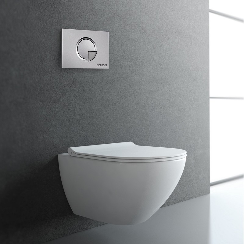 Унитаз BERGES подвесной PUMA Rimless 51см, сиденье дюропласт Toma Slim SO, микролифт, быстросъем