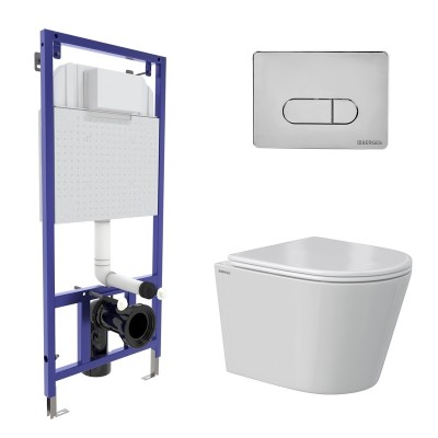 Комплект BERGES: инсталляция NOVUM кнопка D3 хром гл...