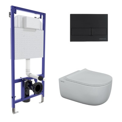 Комплект BERGES: инсталляция NOVUM кнопка L5 черная ...