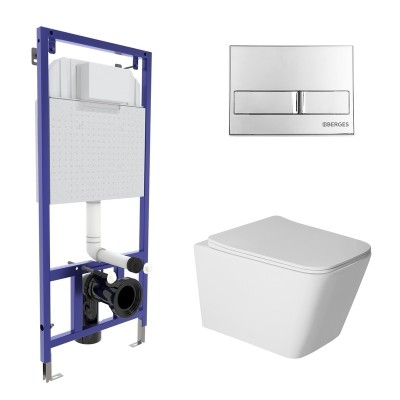 Комплект BERGES: инсталляция NOVUM кнопка L3 хром гл...