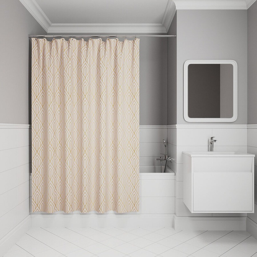 Штора для ванной комнаты Iddis Base BG01P18i11, 180 x 200 см, полиэстер, цвет розовый