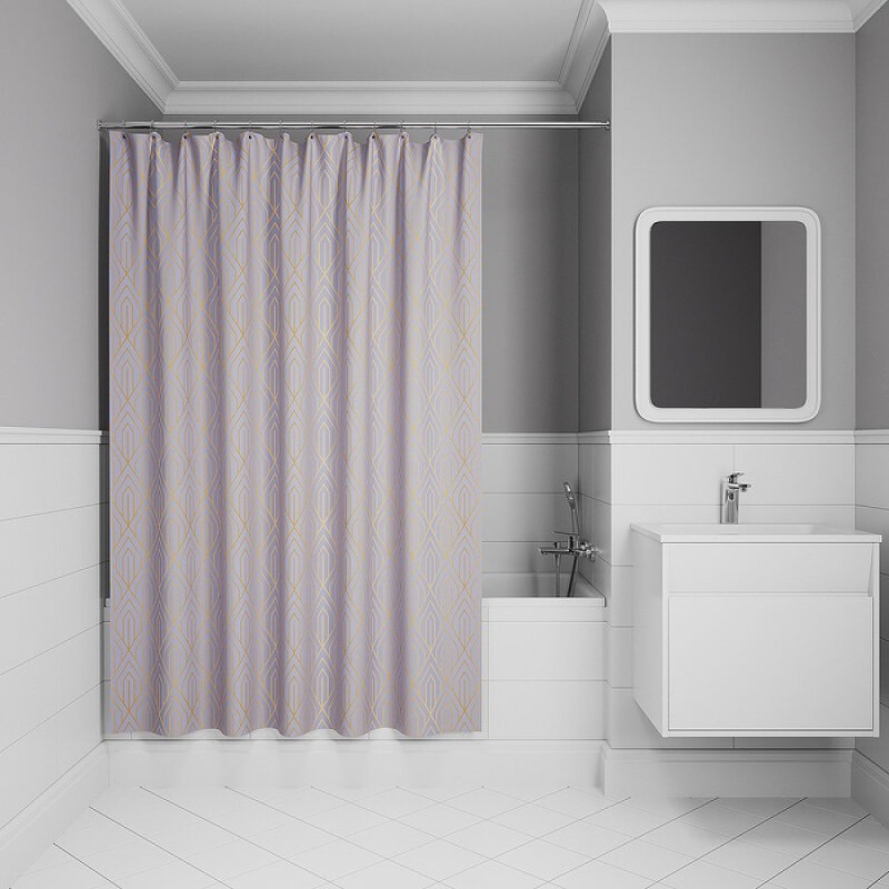 Штора для ванной комнаты Iddis Base BG02P18i11, 180 x 200 см, полиэстер, цвет фиолетовый
