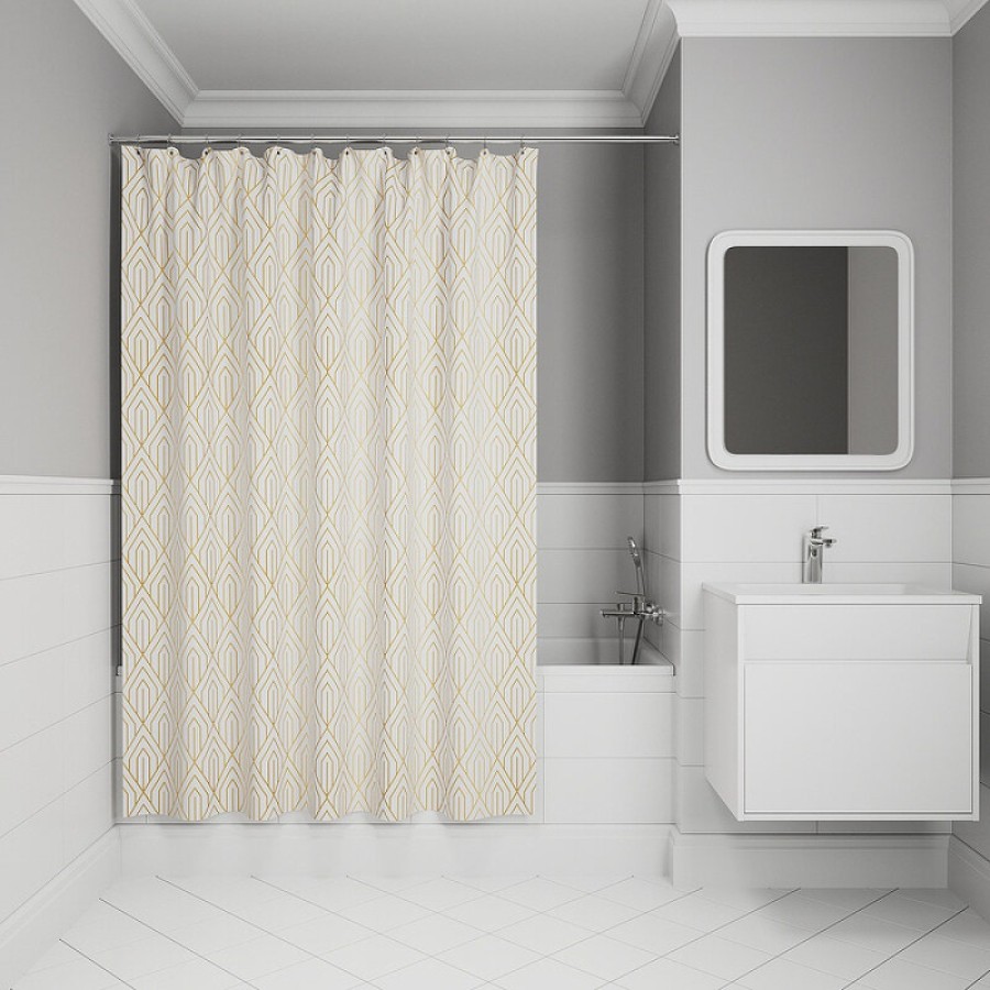 Штора для ванной комнаты Iddis Base BG03P18i11, 180 x 200 см, полиэстер, цвет белый