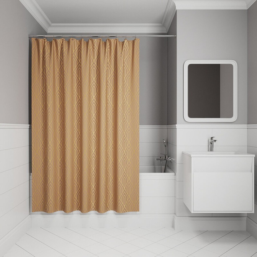 Штора для ванной комнаты Iddis Base BG04P18i11, 180 x 200 см, полиэстер, цвет коричневый