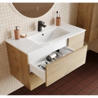 Тумба с раковиной Iddis Bild BIL10V0i95K, 100 см, подвесная, дуб светлый