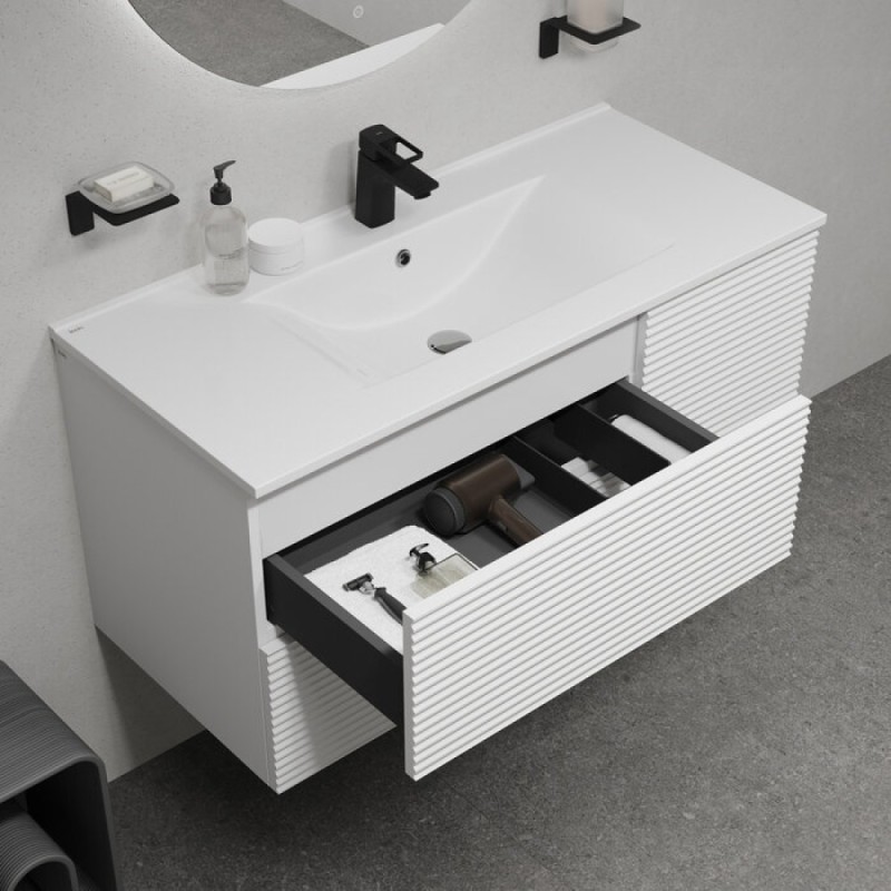 Тумба с раковиной Iddis Bild BIL10W0i95K, 100 см, подвесная, белый