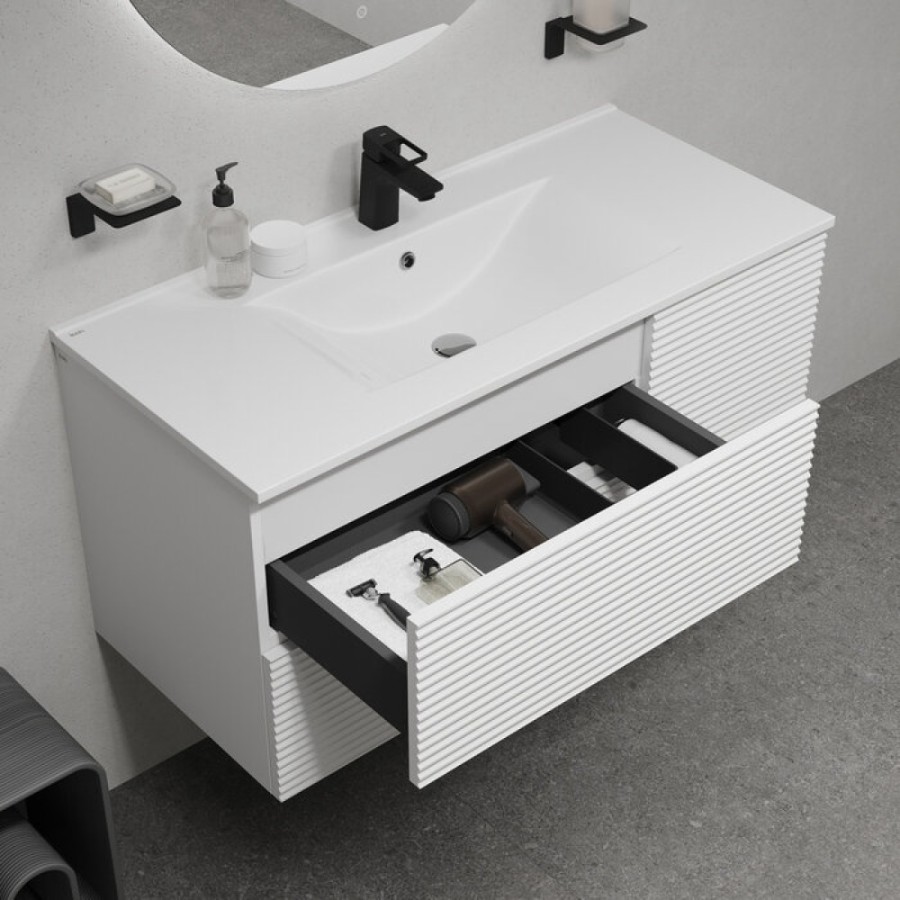 Тумба с раковиной Iddis Bild BIL10W0i95K, 100 см, подвесная, белый