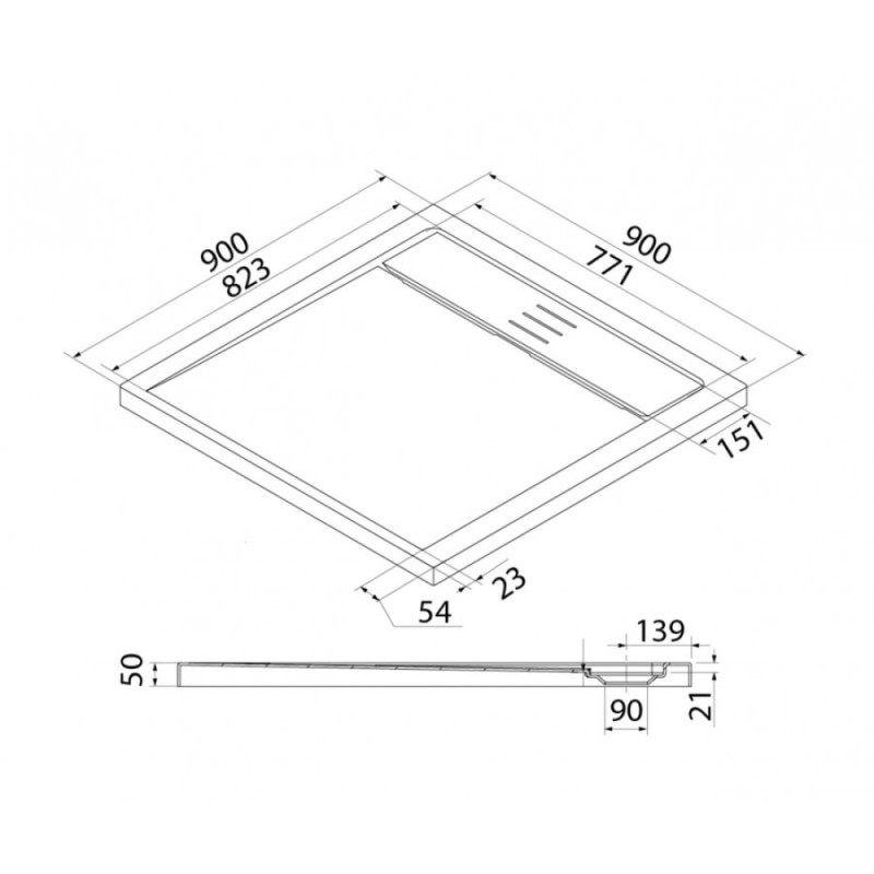 Душевой поддон Iddis Bild BIL5WS9i22, 90 х 90 см, квадратный, белый