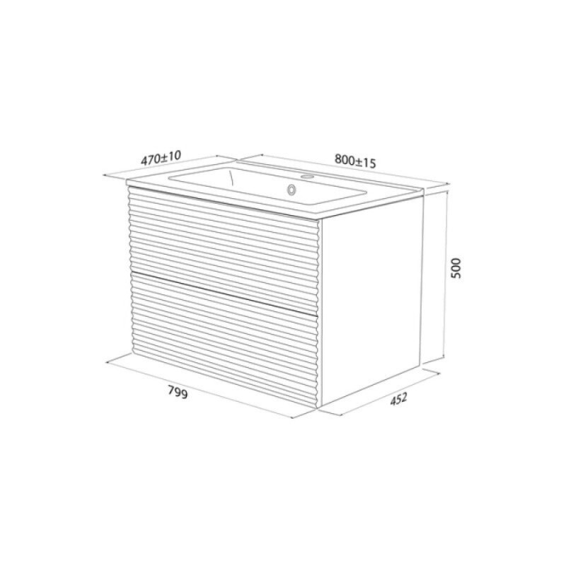 Тумба с раковиной Iddis Bild BIL80W0i95K, 80 см, подвесная, белый