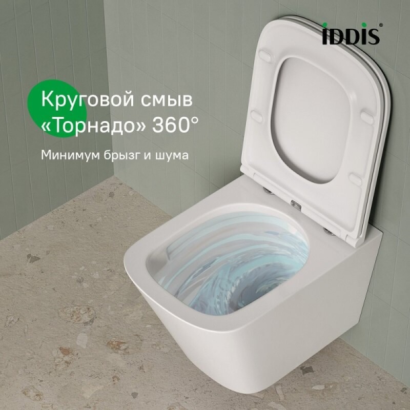 Подвесной унитаз Iddis Bild BIQRNSEi25, безободковый, с сиденьем Soft Close, белый
