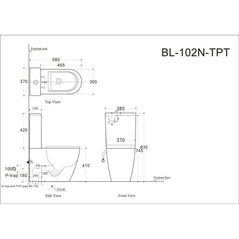 Напольный безободковый унитаз Aquanet Cetus-C1 BL-102N-TPT с бачком 203343, цвет белый