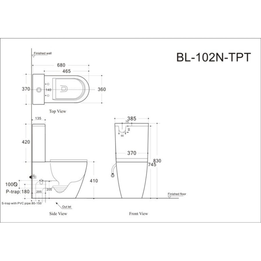 Напольный безободковый унитаз Aquanet Cetus-C1 BL-102N-TPT с бачком 203343, цвет белый