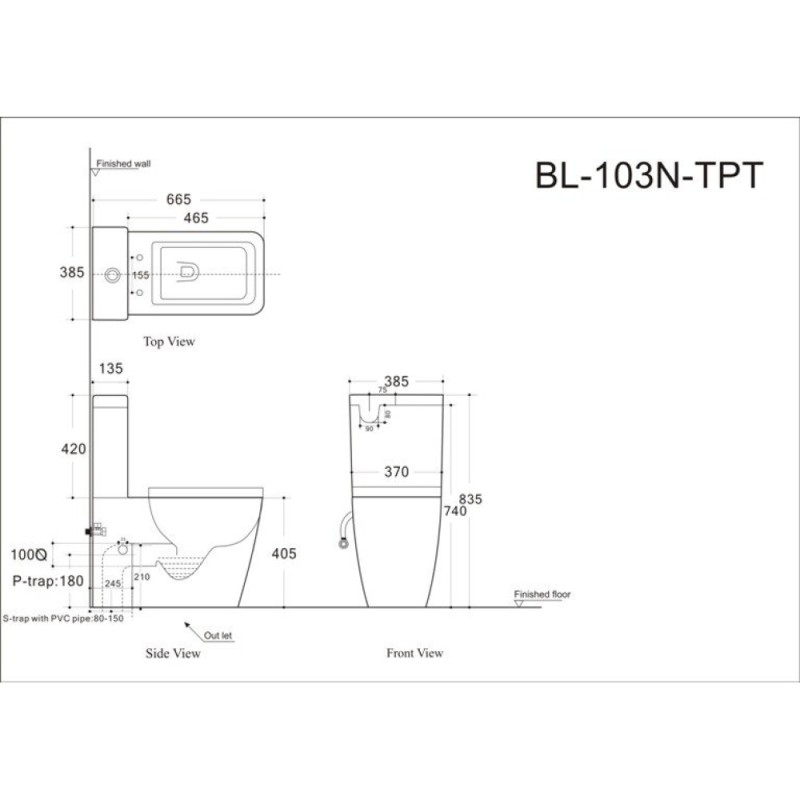 Напольный безободковый унитаз Aquanet Tavr-C1 BL-103N-TPT с бачком 203347, цвет белый