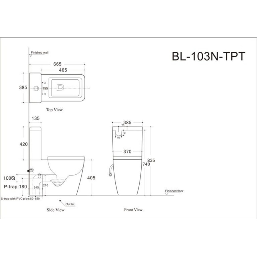 Напольный безободковый унитаз Aquanet Tavr-C1 BL-103N-TPT с бачком 203347, цвет белый