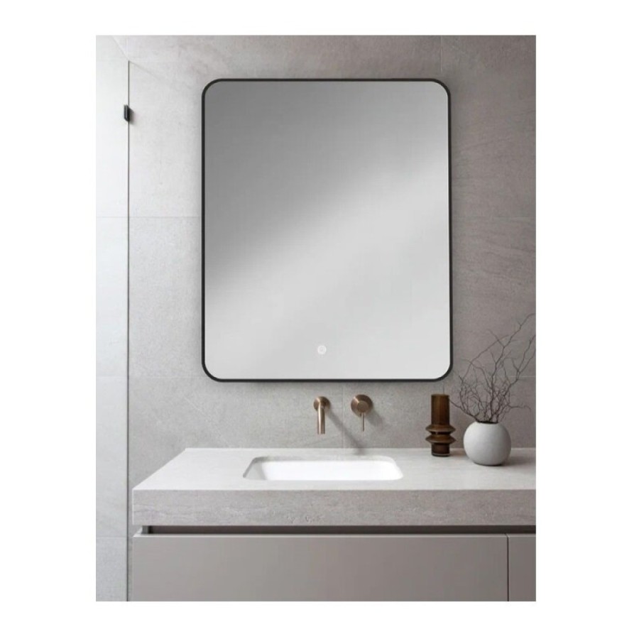 Зеркало Orange Black, 60 х 80 см, с LED подсветкой и сенсорной кнопкой, цвет черный, BL-60ZE